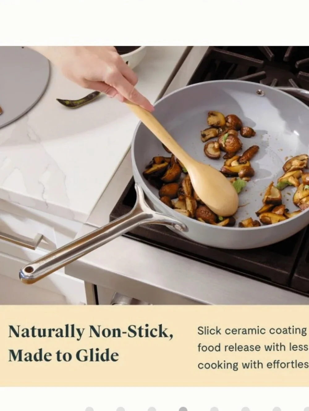 Caraway 4.5QT Nonstick Ceramic Saute Pan w/Lid- Cream